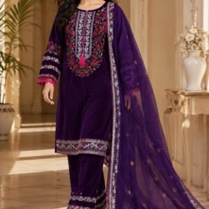 Luxury Embroided Micro Velvet 3-Piece Suit - Image 15